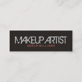 モダンシンプルシックなグレー淡い色のピンクメイクアップアーティスト スキニー名刺 (正面)