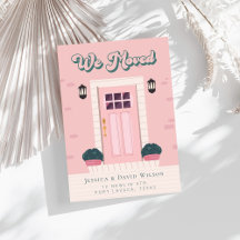 モダンシンプルシックなピンクのドアの移動告知