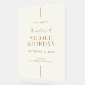 モダンシンプルシックアイボリーとタン結婚の歓迎 アクリルサイン (傾斜)