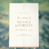 モダンシンプルシックアイボリーとタン結婚の歓迎 アクリルサイン (ニュートラル)