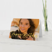 モダンシンプルシックカスタム誕生日 箔グリーティングカード (正面)