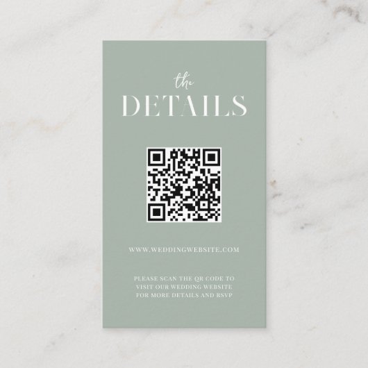 モダンシンプルシックセージ結婚グリーン エンクロージャーカード (正面)