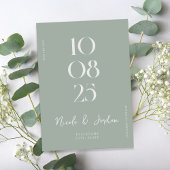 モダンシンプルシックセージ結婚グリーン セーブザデート