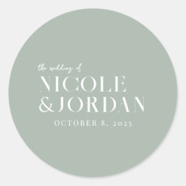 モダンシンプルシックセージ結婚グリーン ラウンドシール