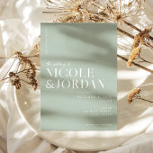 モダンシンプルシックセージ結婚グリーン 招待状