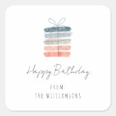 モダンシンプルシックハッピーバースデー スクエアシール (正面)