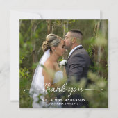 モダンシンプルシックパーソナライズされた写真結婚ズ サンキューカード (正面)