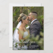 モダンシンプルシックパーソナライズされた写真結婚ズ サンキューカード (正面)