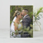 モダンシンプルシックパーソナライズされた写真結婚ズ サンキューカード (スタンド正面)