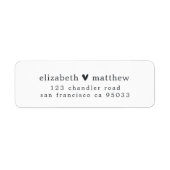 モダンシンプルシックミニマルハート差出人住所 ラベル (正面)