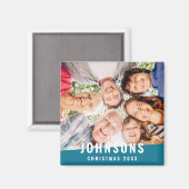 モダンシンプルシックモダンファミリーフォトホリデー マグネット (正面/裏面)