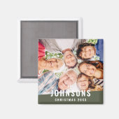 モダンシンプルシックモダンファミリーフォトホリデー マグネット (正面/裏面)