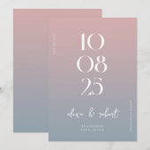 モダンシンプルシック埃っぽいバラブルー結婚ズ セーブザデート (正面/裏面)