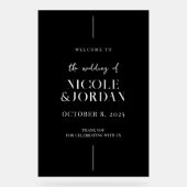 モダンシンプルシック白黒結婚歓迎 アクリルサイン (正面)