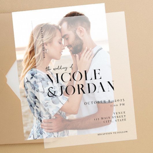 モダンシンプルシック結婚式招待状 ベラム紙招待状