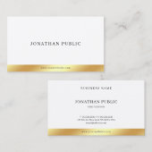 モダンシンプルシック金ゴールドホワイトミニマルテンプレート 名刺 (正面/裏面)