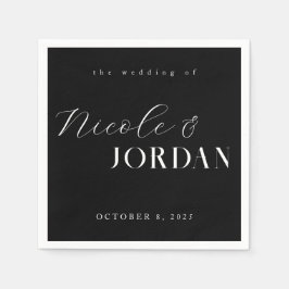 モダンシンプルシック・ブラック&ホワイト結婚ズ スタンダードカクテルナプキン