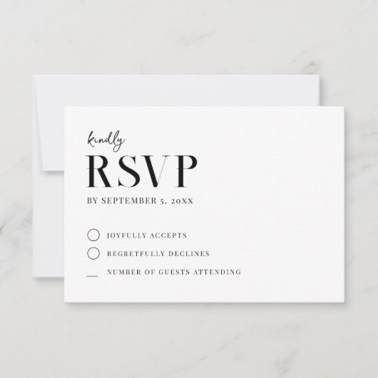 モダンシンプルシック・ブラック&ホワイト結婚ズ 出欠カード (正面)