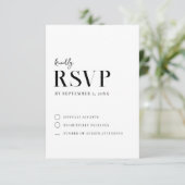 モダンシンプルシック・ブラック&ホワイト結婚ズ 出欠カード (スタンド正面)