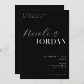 モダンシンプルシック・ブラック&ホワイト結婚ズ 招待状 (正面/裏面)