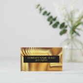 モダンシンプルシャイン金属金ゴールドとブラック 名刺 (スタンド正面)