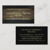 モダンシンプルシャイン金属金ゴールドとブラック 名刺 (正面/裏面)
