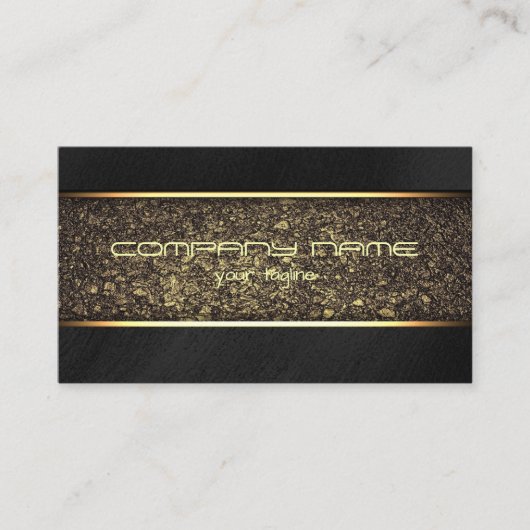 モダンシンプルシャイン金属金ゴールドとブラック 名刺 (正面)