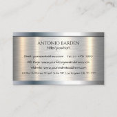 モダンシンプルシャイン金属銀およびブラック 名刺 (裏面)