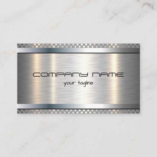 モダンシンプルシャイン金属銀およびブラック 名刺 (正面)