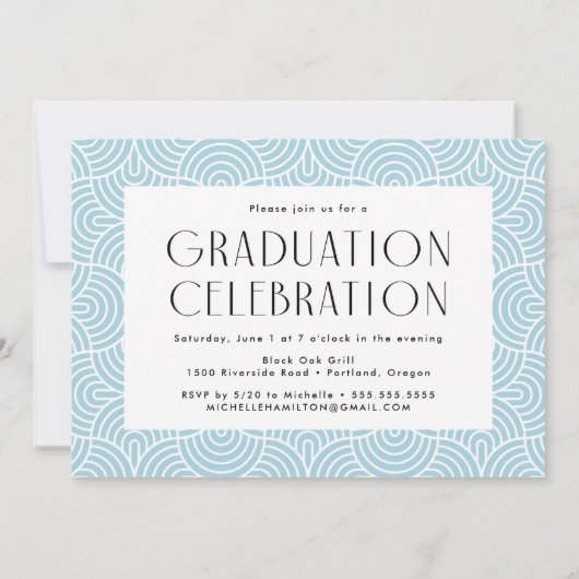 モダンシンプルスカイブルー写真卒業パーティー 招待状 (裏面)