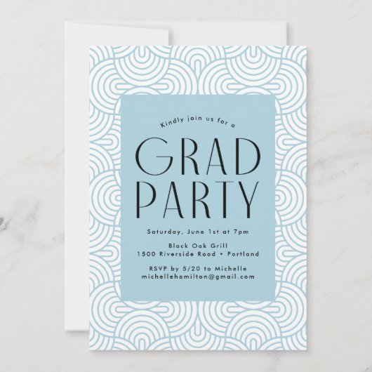 モダンシンプルスカイブルー写真卒業パーティー 招待状 (裏面)