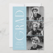 モダンシンプルスカイブルー3写真卒業 案内状 (正面)