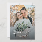 モダンシンプルスクリプト写真結婚の サンキューカード (正面)