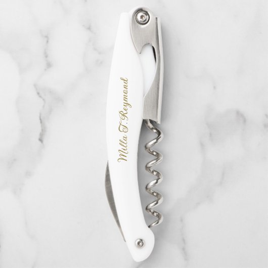 モダンシンプルスクリプト名ホワイトウェイターのコルクねじ ソムリエナイフ (裏面)