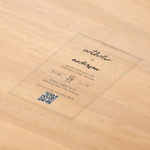 モダンシンプルスクリプトQRコード結婚式 アクリル招待状 (レイダウン)