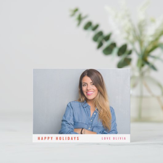 モダンシンプルスタイリッシュクリスマス独身の写真 シーズンポストカード (スタンド正面)