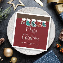 モダンシンプルストッキングホリデーパーティー スタンダードカクテルナプキン