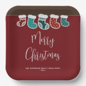 モダンシンプルストッキングホリデーパーティー ペーパープレート (正面)