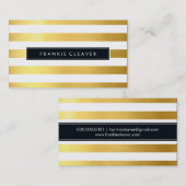 モダンシンプルストライプトレンディーはっきりした金ゴールド箔 名刺 (正面/裏面)