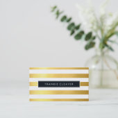 モダンシンプルストライプトレンディーはっきりした金ゴールド箔 名刺 (スタンド正面)