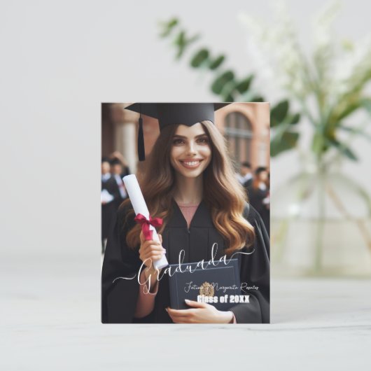 モダンシンプルスペインのPhoto Scriptの招待状 案内ポストカード (スタンド正面)