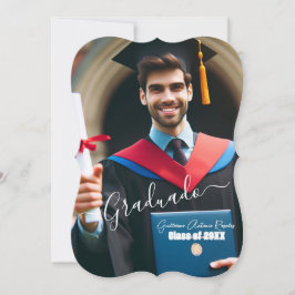 モダンシンプルスペインのPhoto Script Grad 招待状