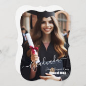 モダンシンプルスペインのPhoto Script Grad 招待状 (正面/裏面)