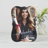 モダンシンプルスペインのPhoto Script Grad 招待状 (スタンド正面)