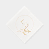 モダンシンプルセリフのモノグラム結婚緑 箔ナプキン (右)