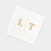 モダンシンプルセリフ結婚モノグラム 箔ナプキン (左)