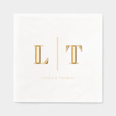 モダンシンプルセリフ結婚モノグラム 箔ナプキン (正面)