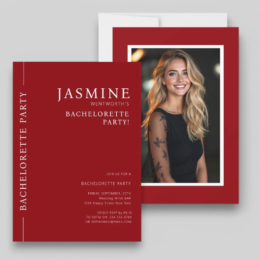 モダンシンプルタイポグラフィバチェロレッテ 招待状