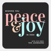 モダンシンプルタイポグラフィピースアンドジョイ スクエアシール (正面)