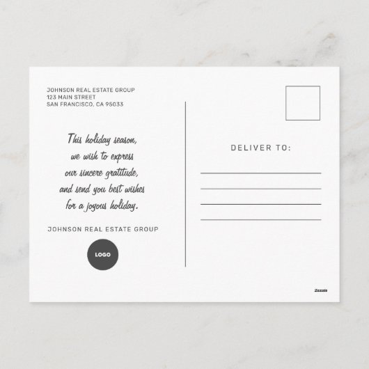 モダンシンプルタイポグラフィロゴの追加 シーズンポストカード (裏面)